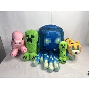 Minecraft Pig Ocelot Creepers Squid Lot Stuffed Plush Animal Toy Mojang